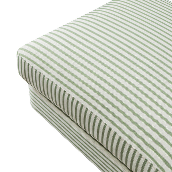 Daphnis Green Striped Linen Blend Footstool - daals - staging