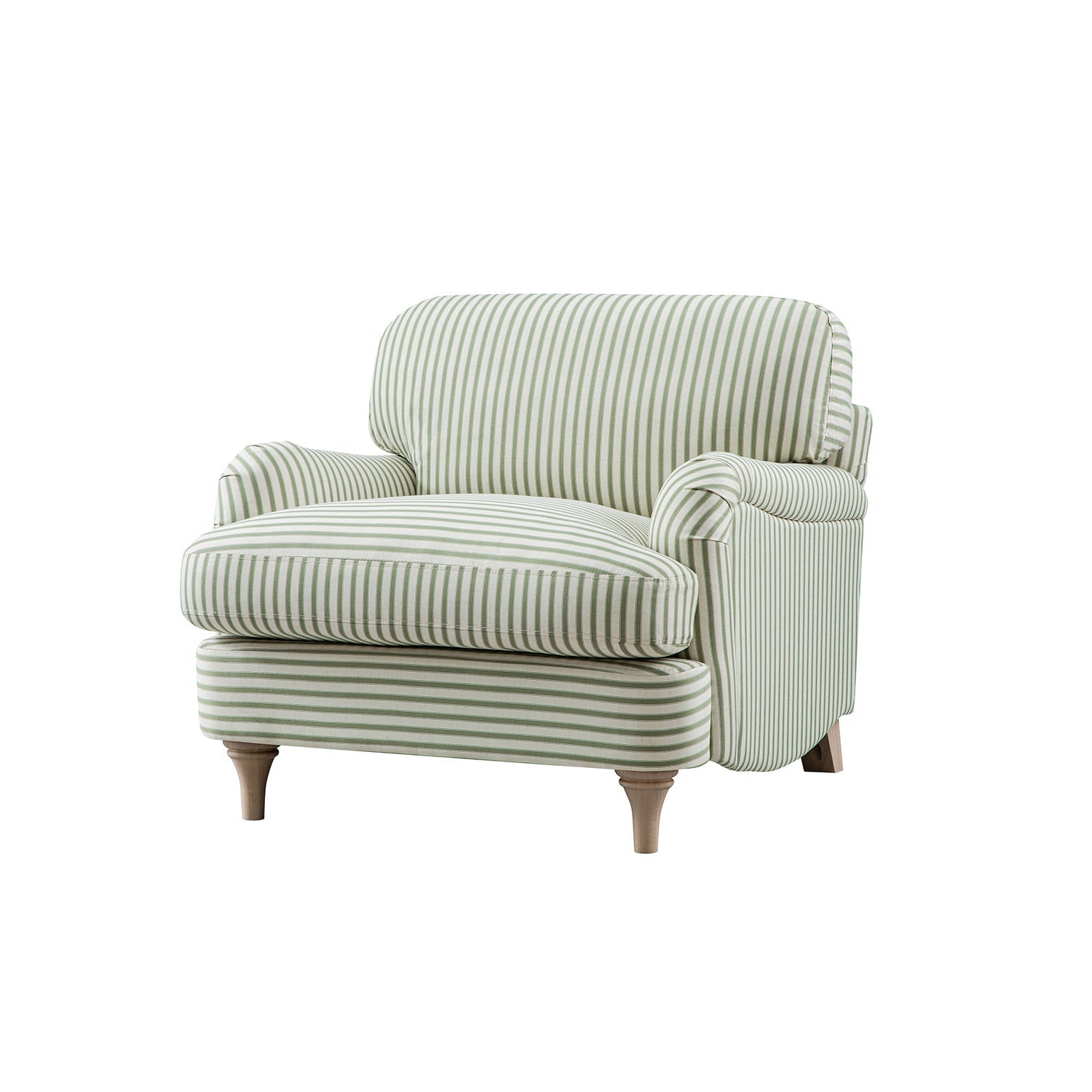 Daphnis Green Striped Linen Blend Sofa, 1-Seater