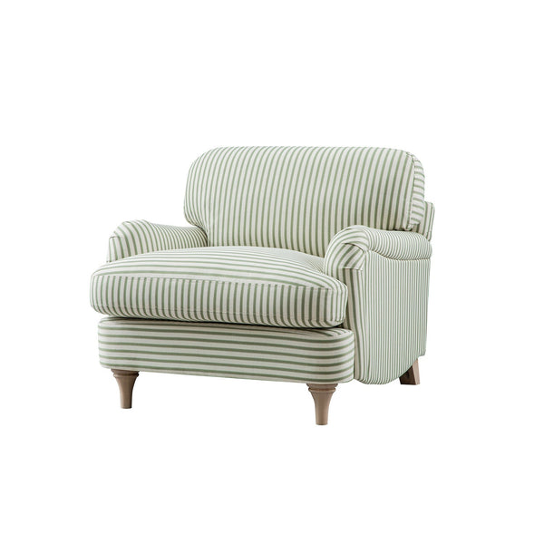 Daphnis Green Striped Linen Blend Sofa, 1-Seater