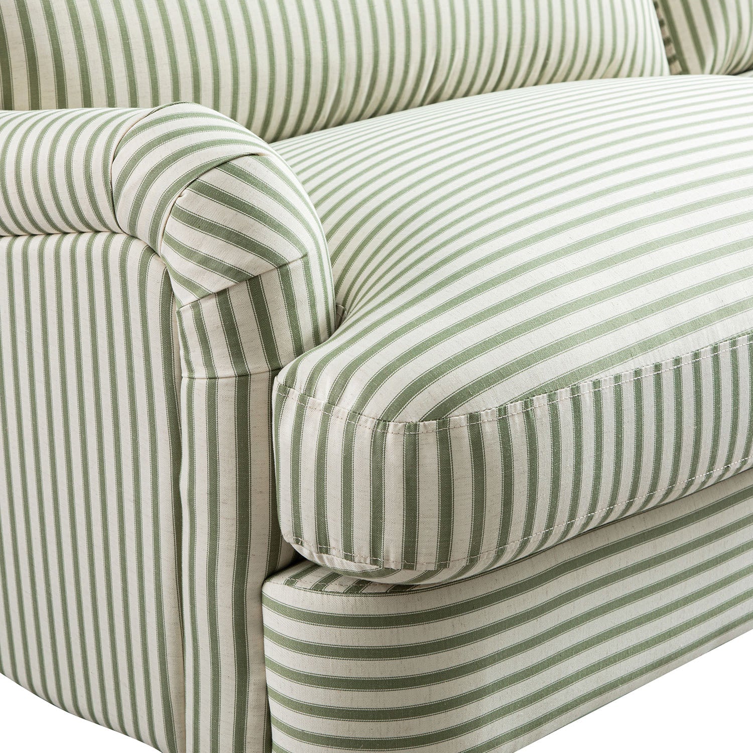 Daphnis Green Striped Linen Blend Sofa, 3-Seater