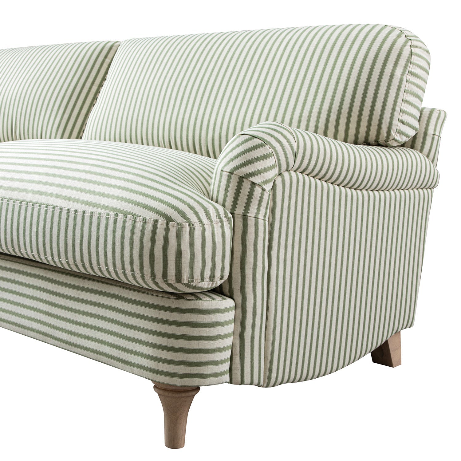 Daphnis Green Striped Linen Blend Sofa, 3-Seater