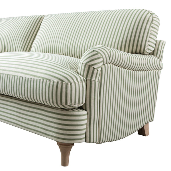 Daphnis Green Striped Linen Blend Sofa, 3-Seater