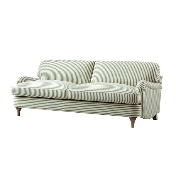 Daphnis Green Striped Linen Blend Sofa, 3-Seater