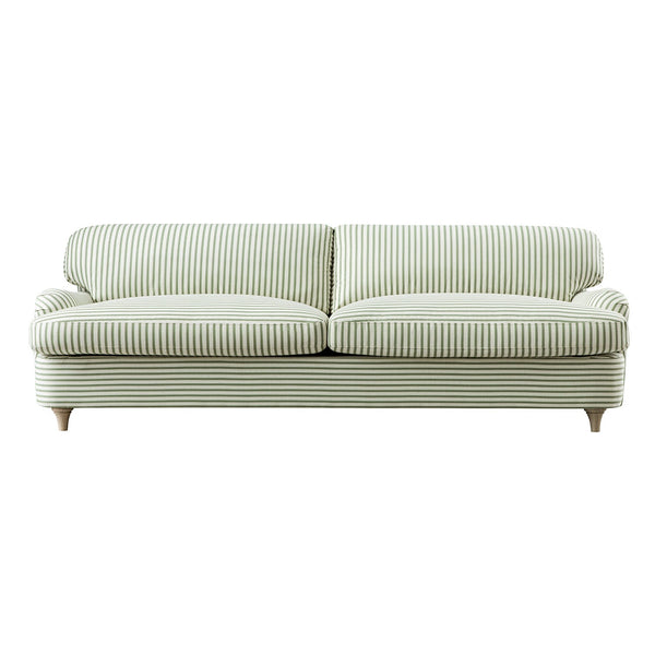 Daphnis Green Striped Linen Blend Sofa Bed, Large 3-Seater