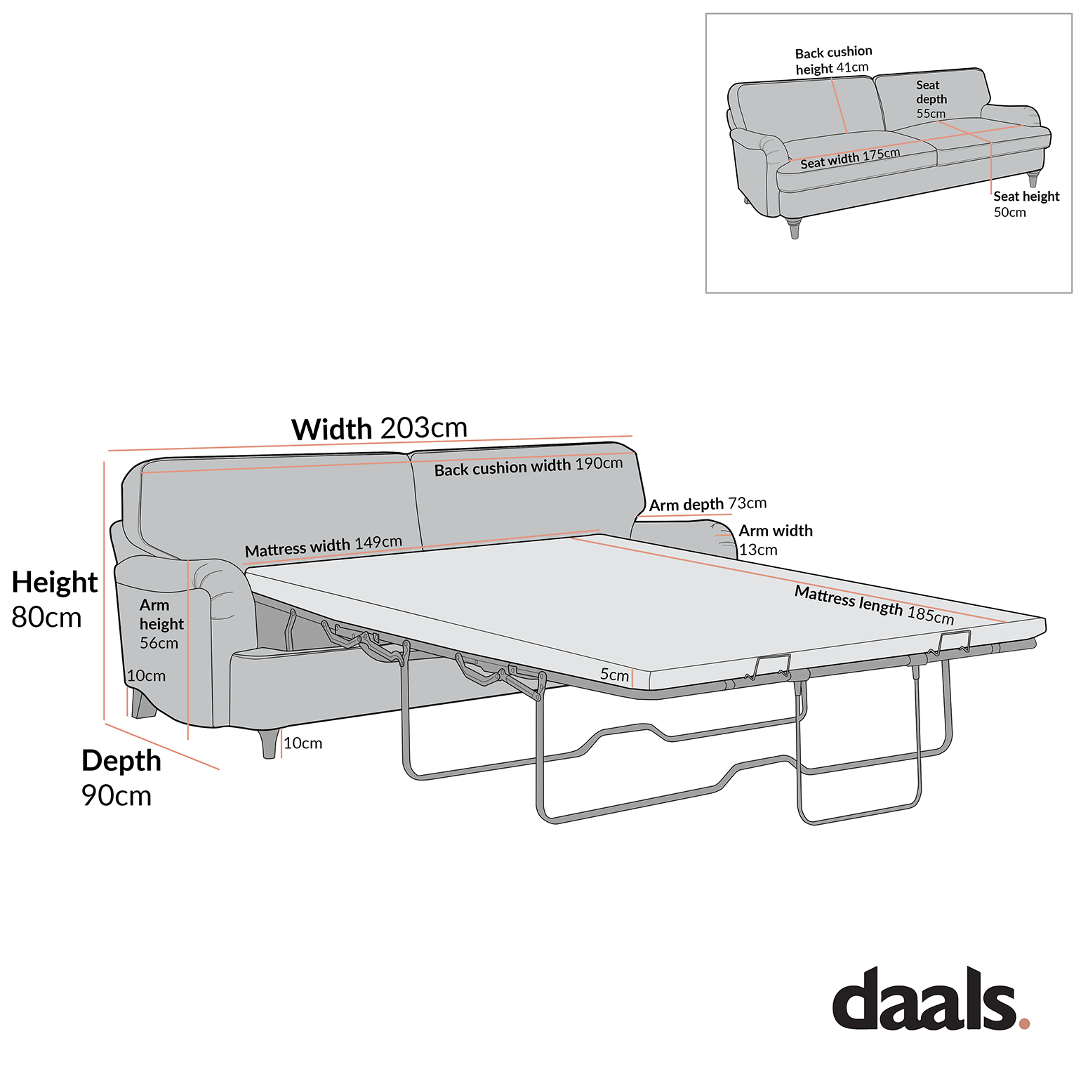 Daphnis Green Striped Linen Blend Sofa Bed, Large 3-Seater