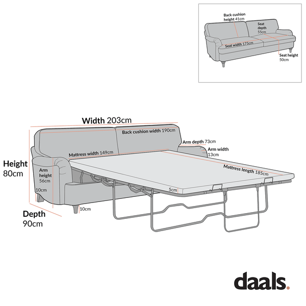 Daphnis Green Striped Linen Blend Sofa Bed, Large 3-Seater