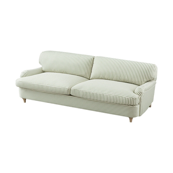 Daphnis Green Striped Linen Blend Sofa Bed, Large 3-Seater