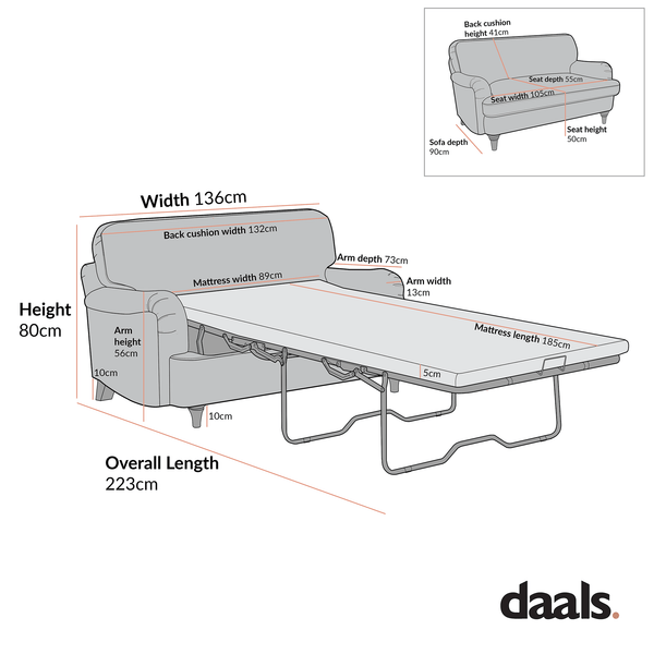 Daphnis Ochre Striped Linen Blend Fabric Sofa Bed, Loveseat
