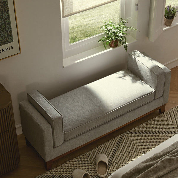 Dipley Sage Woven Fabric Upholstered Bench