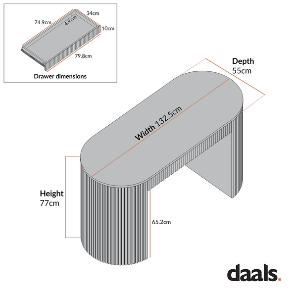 Maru 1-Drawer Writing Desk, Silver Oak