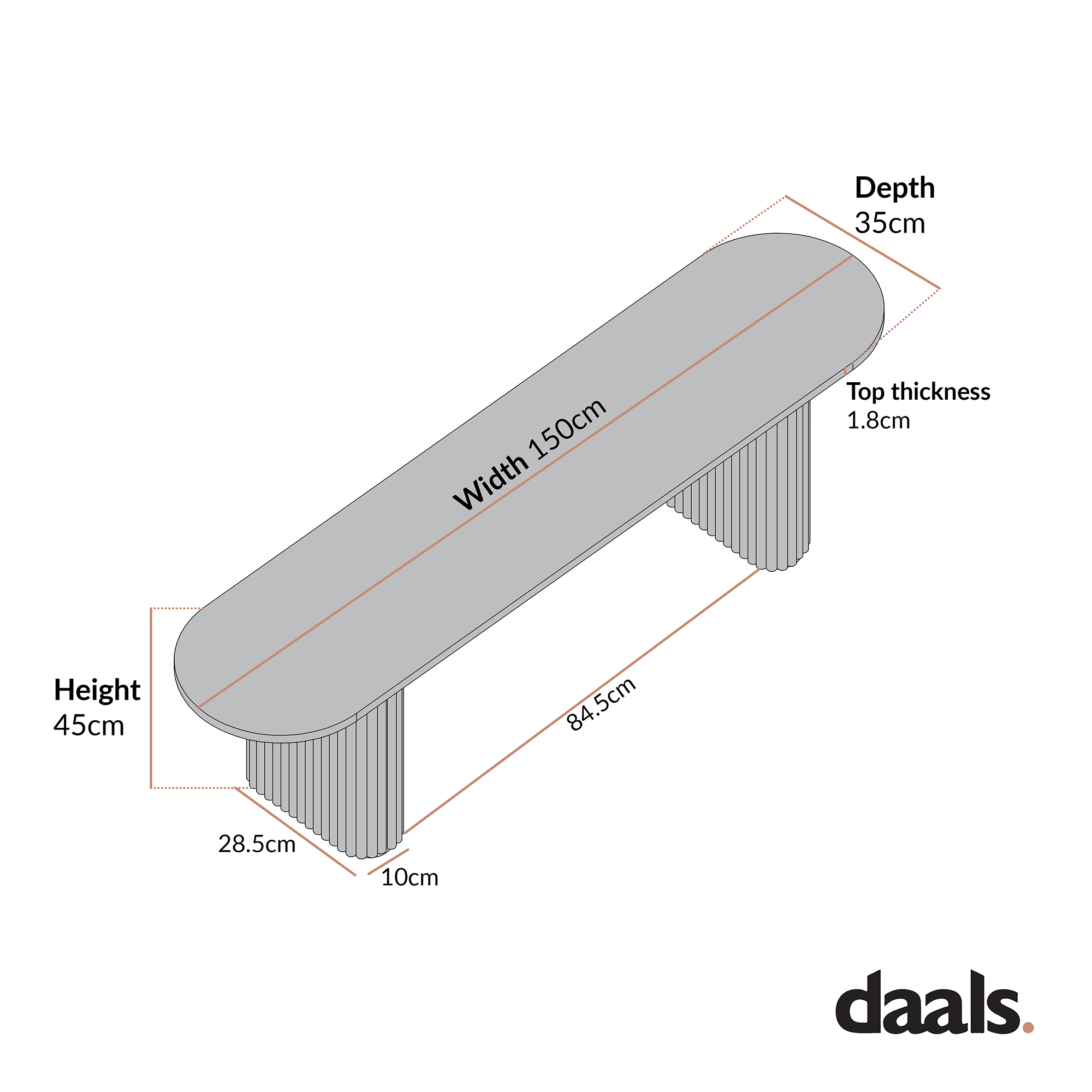 Maru 150cm Dining Bench, Silver Oak