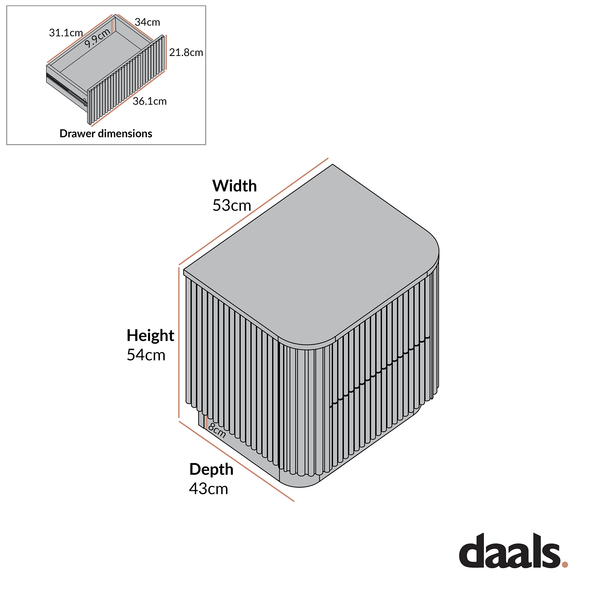 Maru 2-Drawer Bedside Table, Black