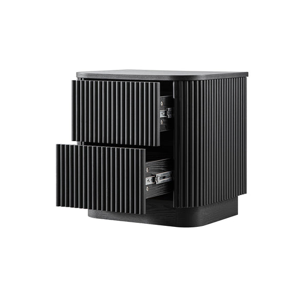 Maru 2-Drawer Bedside Table, Black