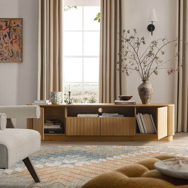 Maru 200cm Wide TV Unit with Drawers, Oak