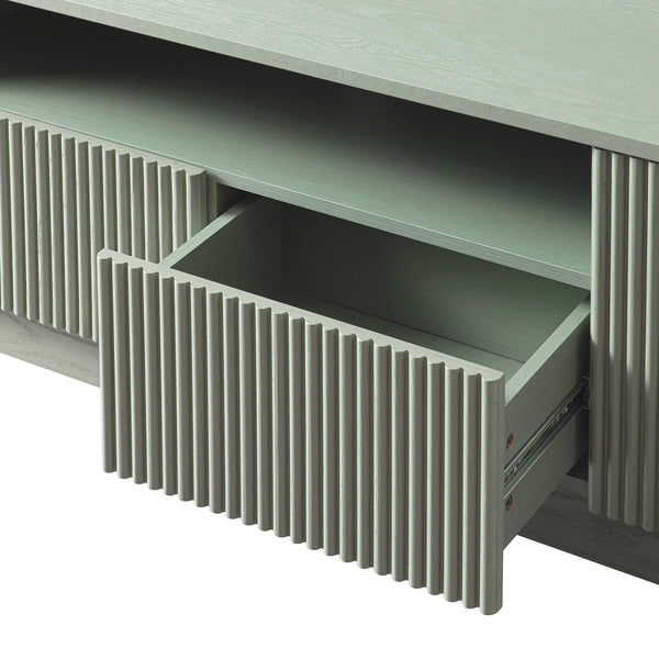 Maru 200cm Wide TV Unit with Drawers, Sage Green