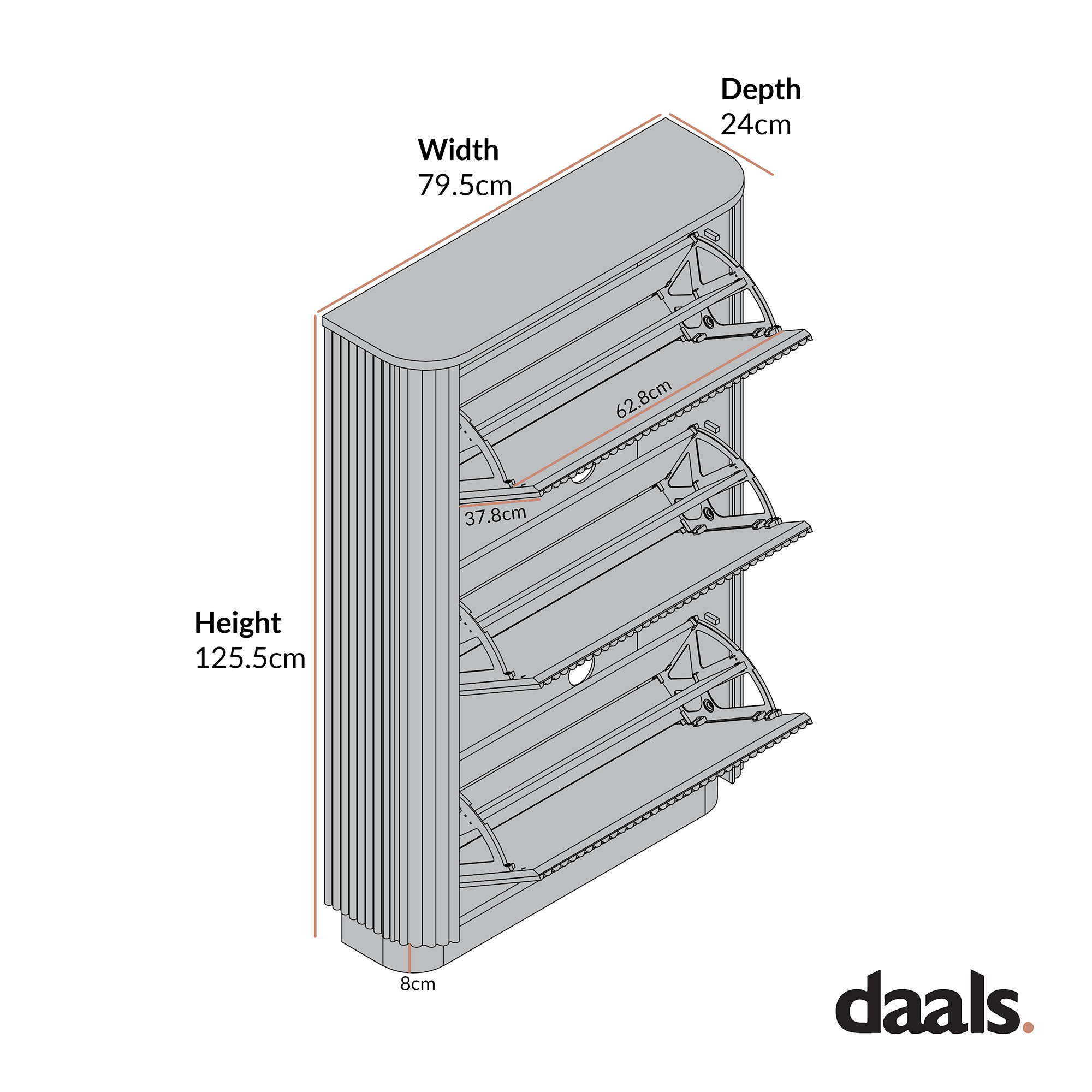 Maru 3-Door Shoe Storage Cabinet, Oak