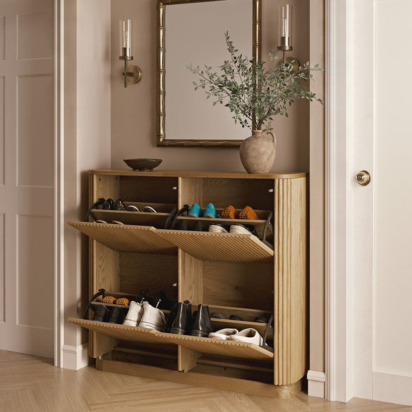 Maru 4 - Door Shoe Storage Cabinet, Oak - daals - staging
