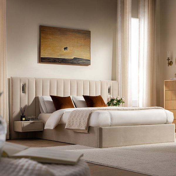 Tremezzo Oversized Ottoman Storage Bed, Champagne Velvet