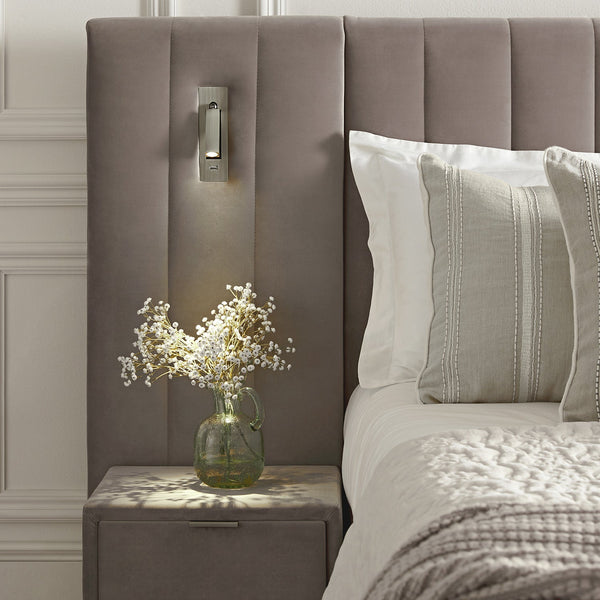 Tremezzo Oversized Ottoman Storage Bed, Taupe Velvet - daals - staging