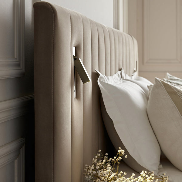 Tremezzo Oversized Ottoman Storage Bed, Taupe Velvet - daals - staging