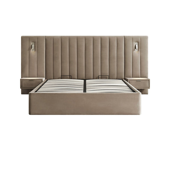 Tremezzo Oversized Ottoman Storage Bed, Taupe Velvet - daals - staging