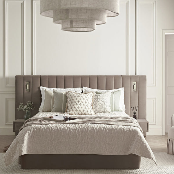 Tremezzo Oversized Ottoman Storage Bed, Taupe Velvet - daals - staging