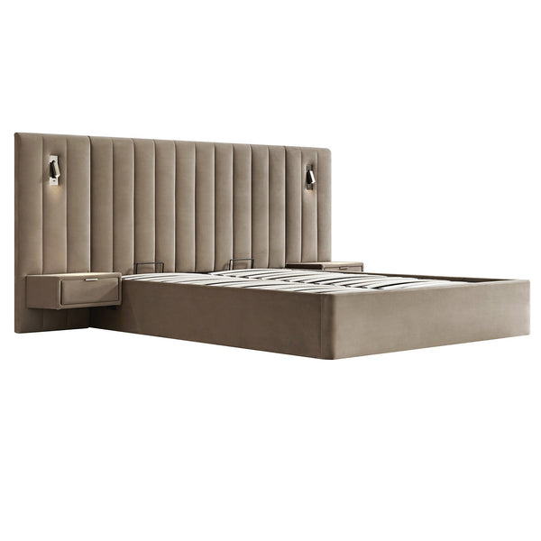 Tremezzo Oversized Ottoman Storage Bed, Taupe Velvet - daals - staging