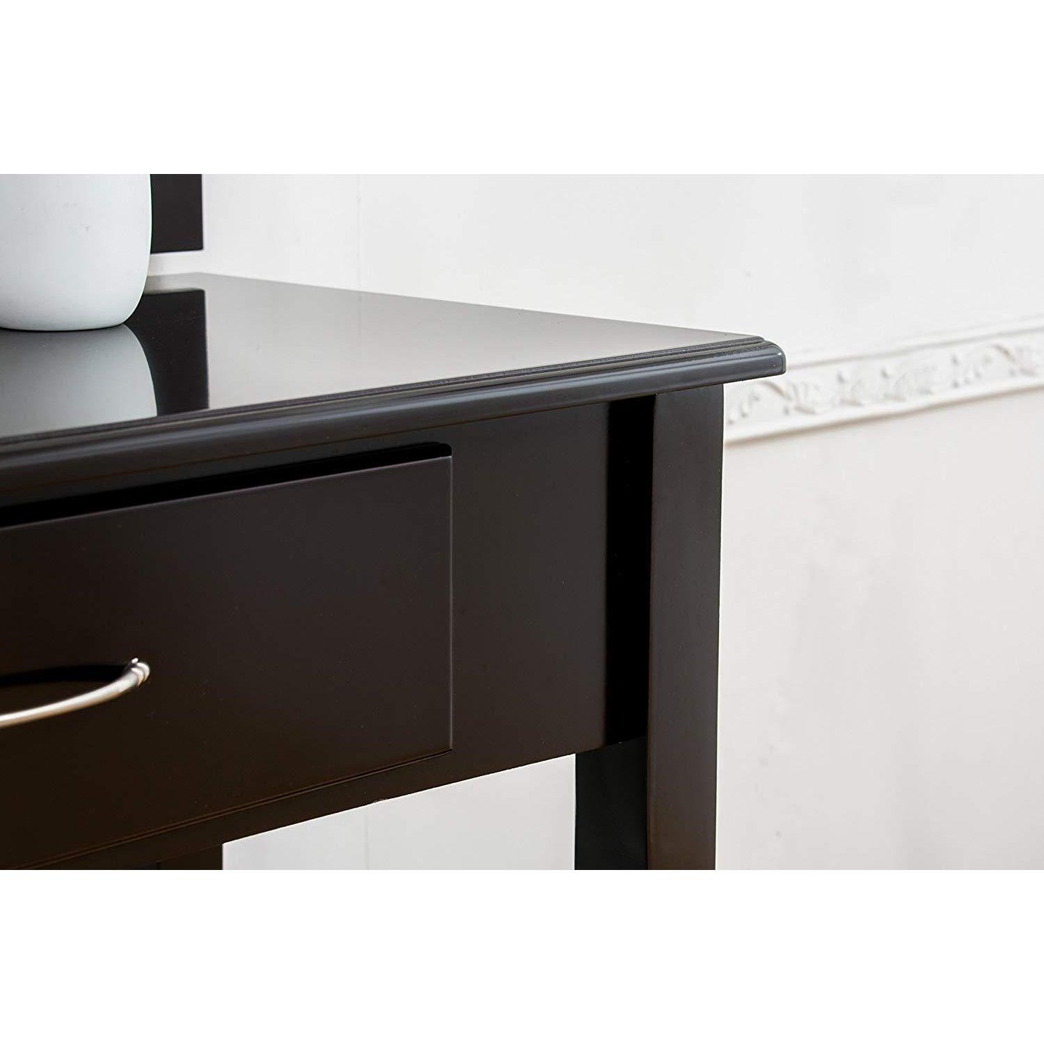 1-Drawer Black Dressing Table with Stool