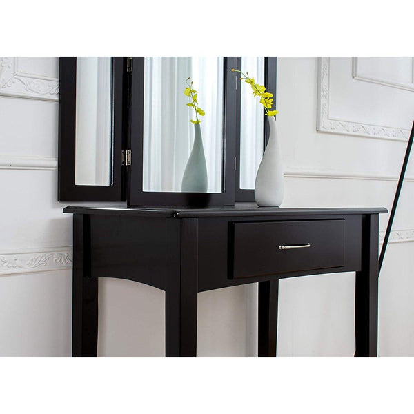 1-Drawer Black Dressing Table with Stool - daals