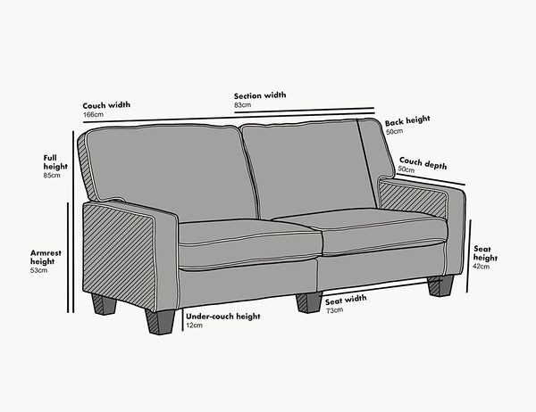 Sherbrook Large 2 Seater Fabric Sofa with Contrasting Trim in Light Grey Fabric (4498956222515)