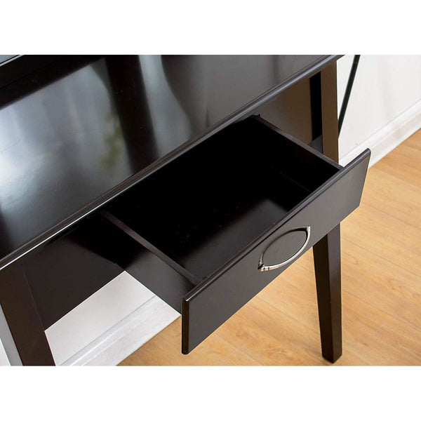 1-Drawer Black Dressing Table with Stool - daals