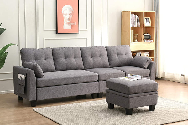 Brunswick 4 Seater Storage Chaise Sofa in Grey 4 (4498956386355)