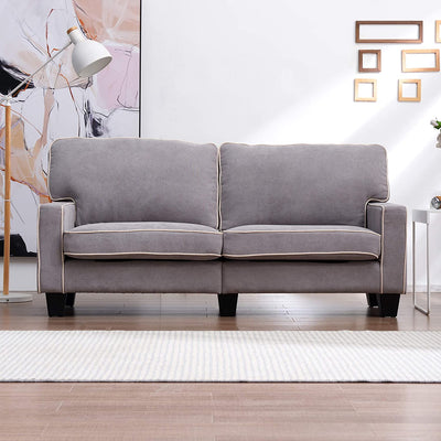 Sherbrook Large 2 Seater Fabric Sofa with Contrasting Trim in Light Grey Fabric