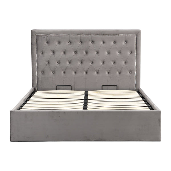 Hartwell Upholstered Ottoman Storage Bed with Nailhead Trim Headboard (Grey Velvet) (6620627664947)