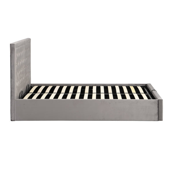 Hartwell Upholstered Ottoman Storage Bed with Nailhead Trim Headboard (Grey Velvet) (6620627664947)