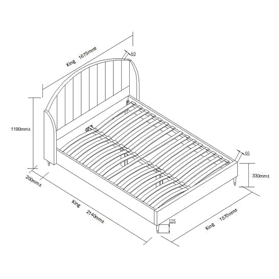 Eleanor Grey Velvet Upholstered Bed Frame with Domed Headboard